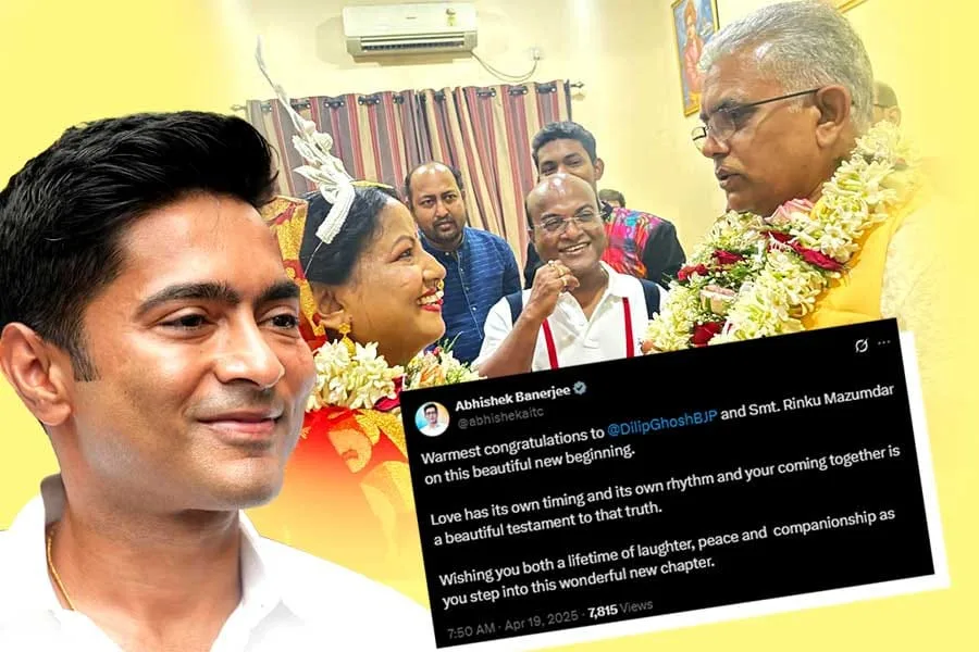 ভালোবাসার নিজস্ব সময় ও লয় আছে’, দিলীপ-রিঙ্কুকে শুভেচ্ছা জানালেন অভিষেক - West Bengal News 24