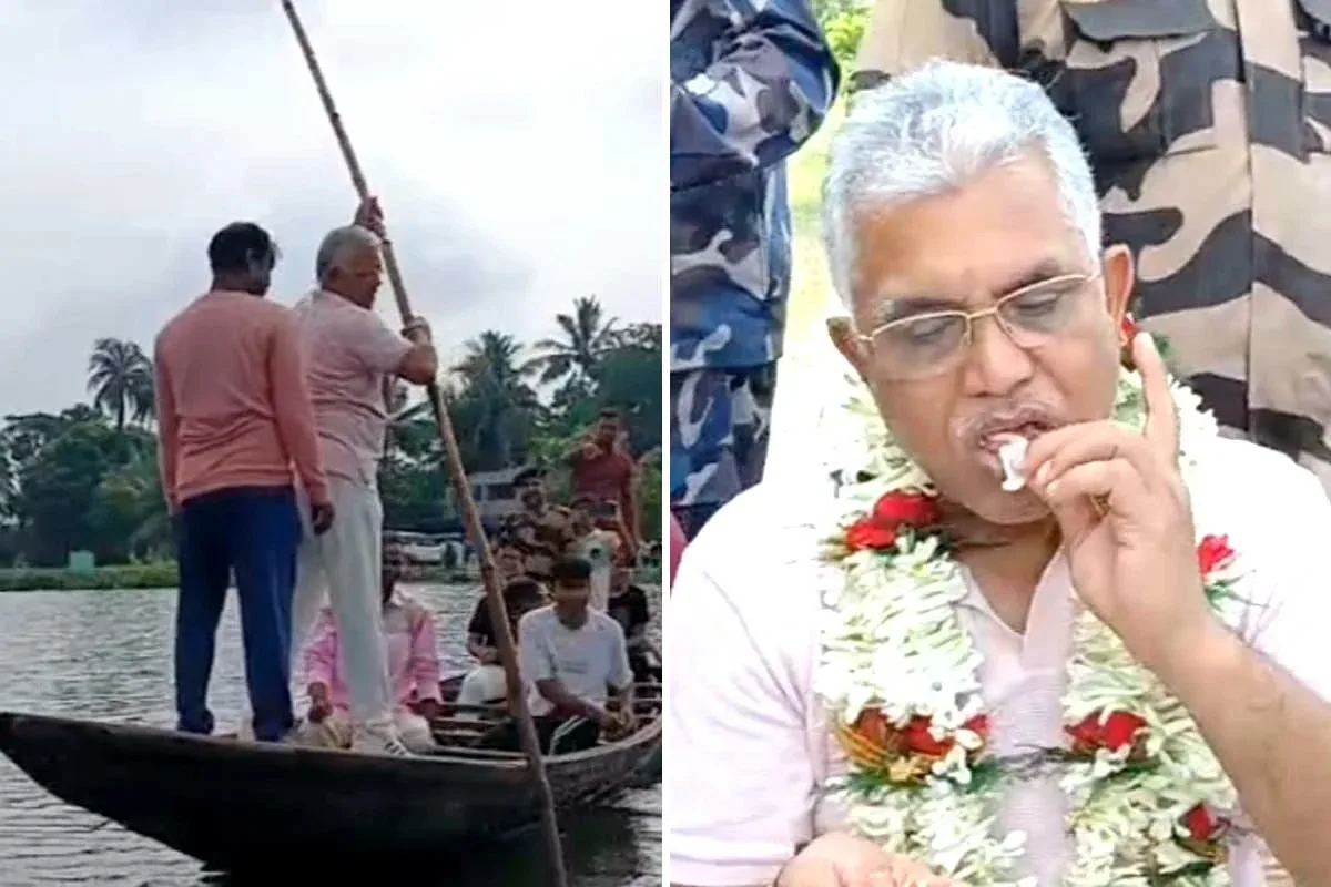 Dilip Ghosh rowing boat : দখলমুক্ত ভেড়িতে নৌকা বাইলেন দিলীপ, মাছভাজা-মুড়িতে জমল প্রাতঃরাশ - West Bengal News 24 Dilip Ghosh rowing boat : দখলমুক্ত ভেড়িতে নৌকা বাইলেন দিলীপ, মাছভাজা-মুড়িতে জমল প্রাতঃরাশ - West Bengal News 24