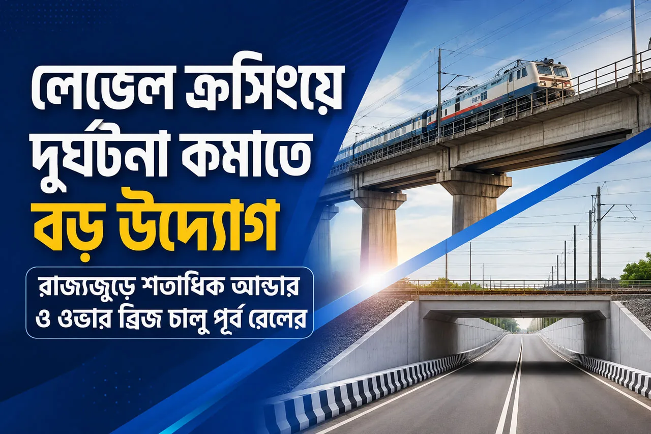 লেভেল ক্রসিংয়ে দুর্ঘটনা কমাতে বড় উদ্যোগ, রাজ্যজুড়ে শতাধিক আন্ডার ও ওভার ব্রিজ চালু পূর্ব রেলের - West Bengal News 24 লেভেল ক্রসিংয়ে দুর্ঘটনা কমাতে বড় উদ্যোগ, রাজ্যজুড়ে শতাধিক আন্ডার ও ওভার ব্রিজ চালু পূর্ব রেলের - West Bengal News 24