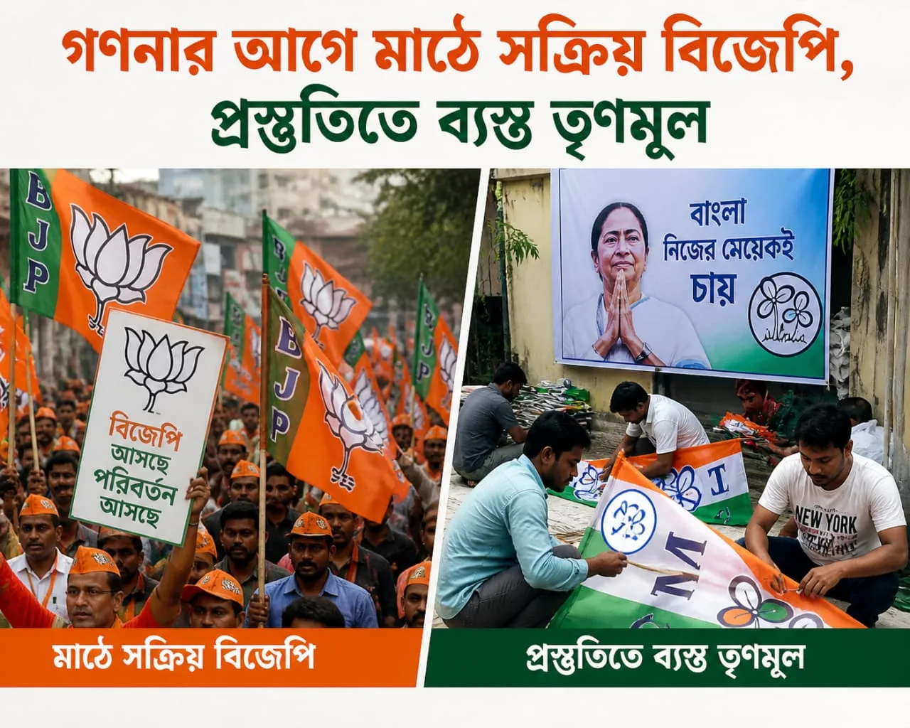 গণনার আগে মাঠে সক্রিয় বিজেপি, প্রস্তুতিতে ব্যস্ত তৃণমূল - West Bengal News 24