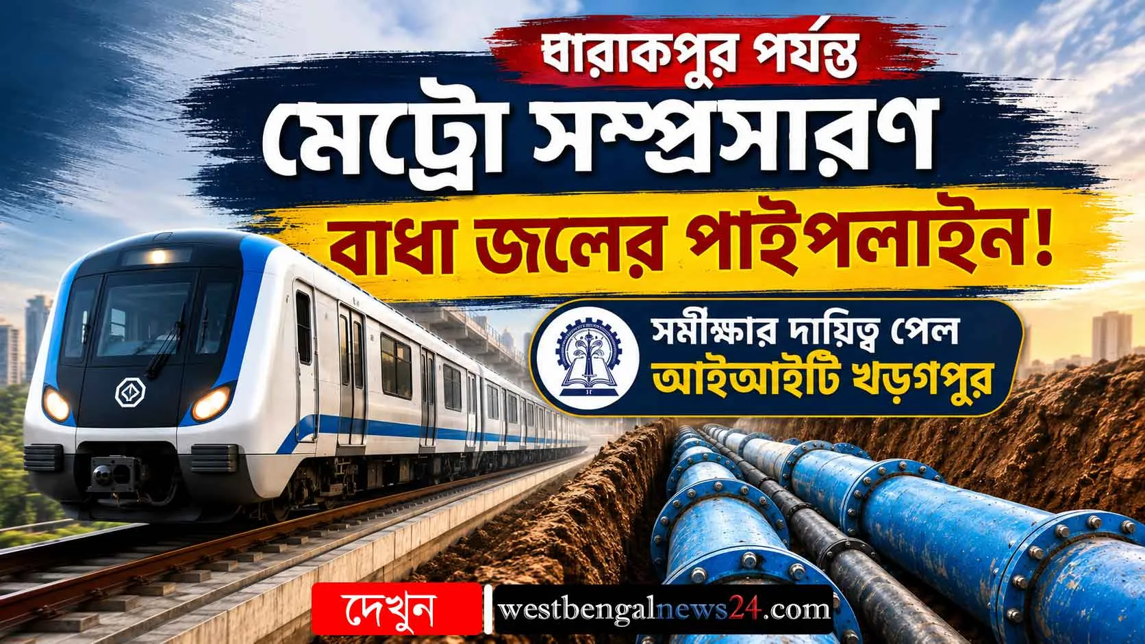 বারাকপুর পর্যন্ত মেট্রো সম্প্রসারণে বাধা জলের পাইপলাইন! সমীক্ষার দায়িত্ব পেল আইআইটি খড়গপুর - West Bengal News 24