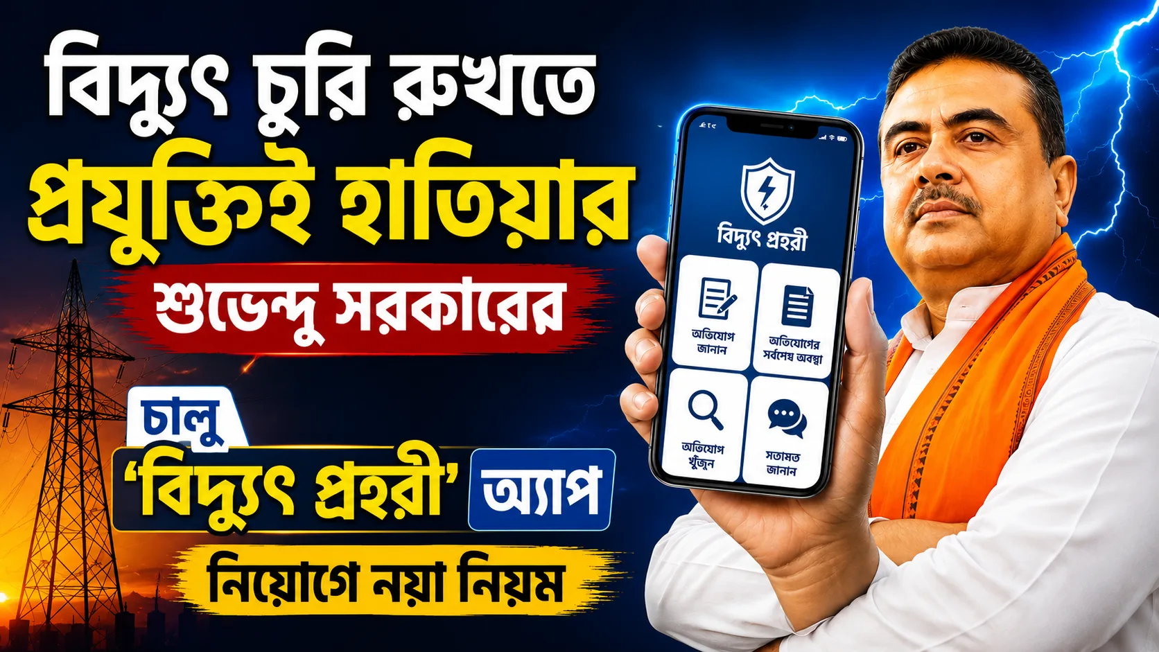 বিদ্যুৎ চুরি রুখতে প্রযুক্তিই হাতিয়ার শুভেন্দুর সরকারের, চালু ‘বিদ্যুৎ প্রহরী’ অ্যাপ, নিয়োগে নয়া নিয়ম - West Bengal News 24 বিদ্যুৎ চুরি রুখতে প্রযুক্তিই হাতিয়ার শুভেন্দুর সরকারের, চালু ‘বিদ্যুৎ প্রহরী’ অ্যাপ, নিয়োগে নয়া নিয়ম - West Bengal News 24